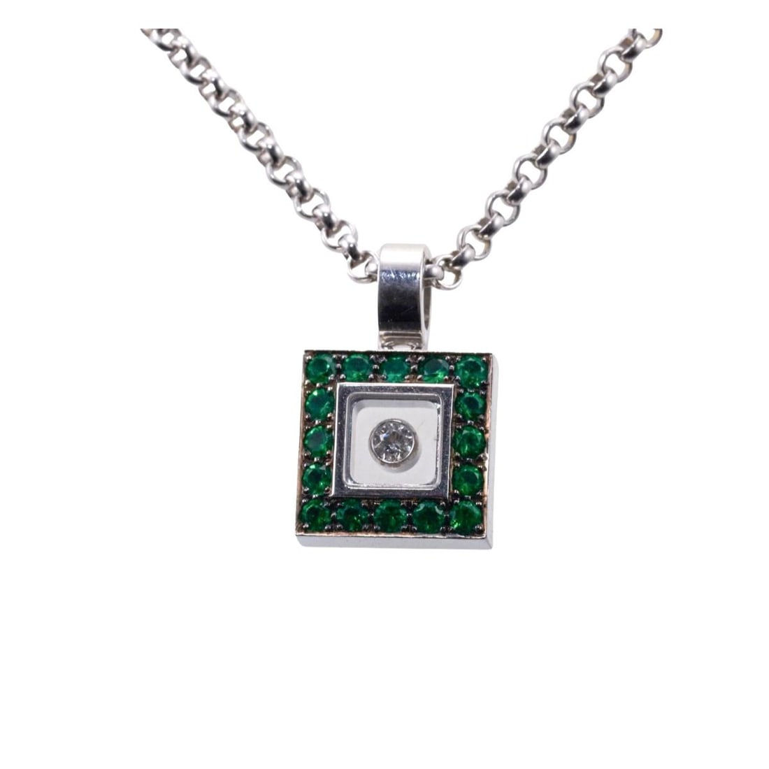 Chopard Happy Diamonds 18k Gold Emerald Pendant Necklace (1 of 4)