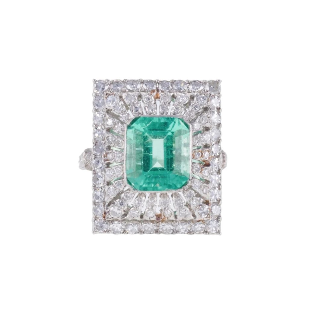 Buccellati Platinum Certified Colombian 2.18ct Emerald Diamond Ring (1 of 5)