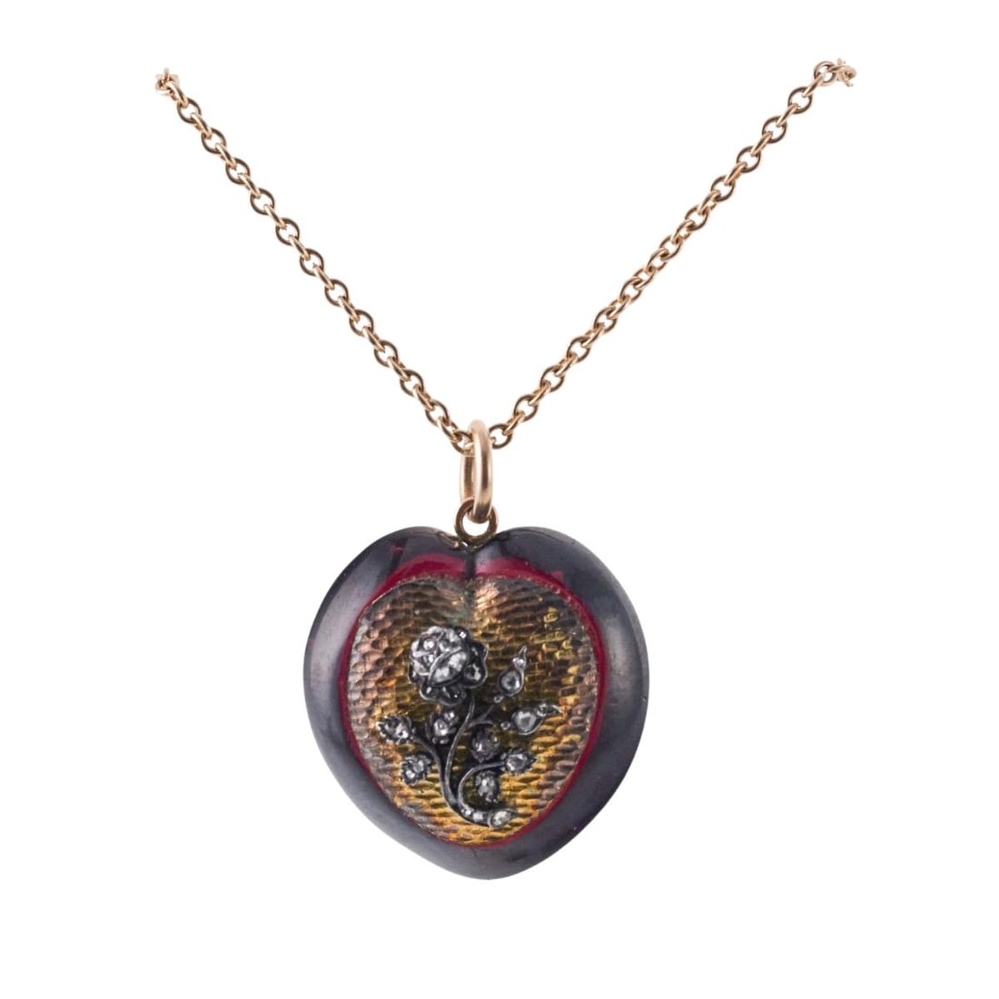 14k Gold Silver Diamond Enamel Heart Pendant Necklace (1 of 5)