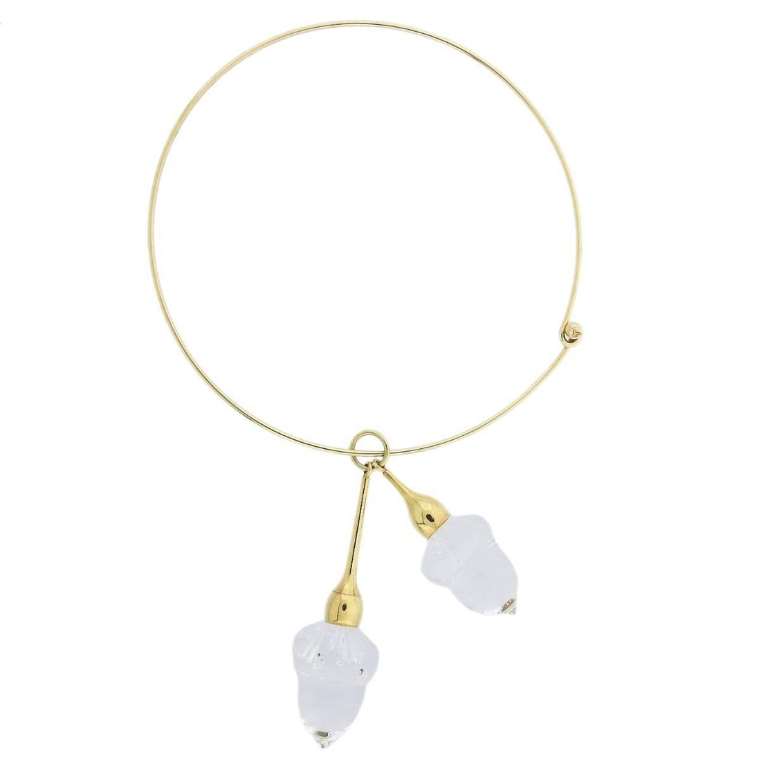 Steuben Glass 18k Gold Acorn Pendant Necklace: Metal : 18k Gold Designer : Steuben Gemstone : Glass Measurements : Necklace is 14.5" in circumference, pendant is 2.25" x 1" and 3" x 1". Marked: : 18k. Weight: 68.4 gra