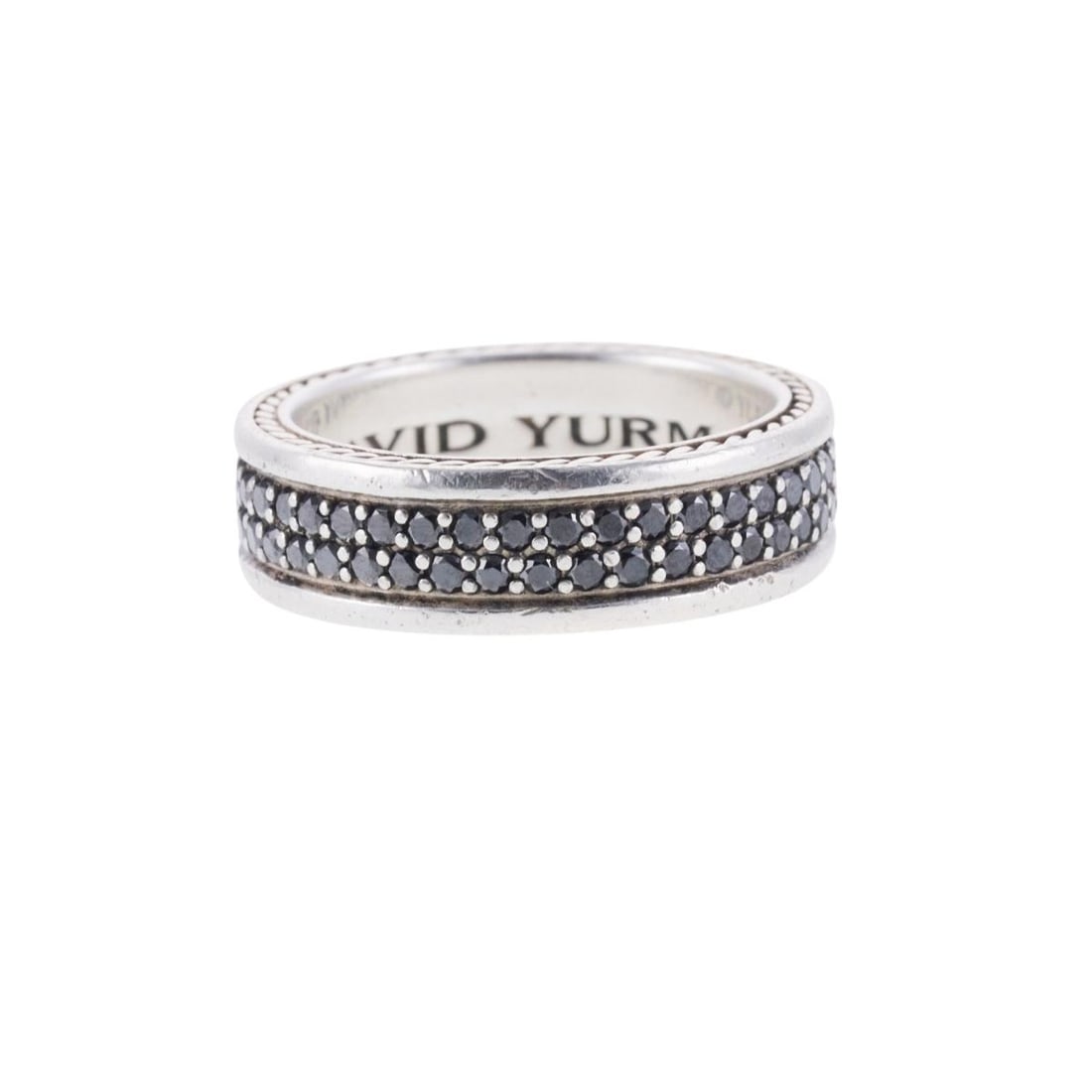 David Yurman Silver Streamline Two Row Diamond Band Ring (1 of 3)