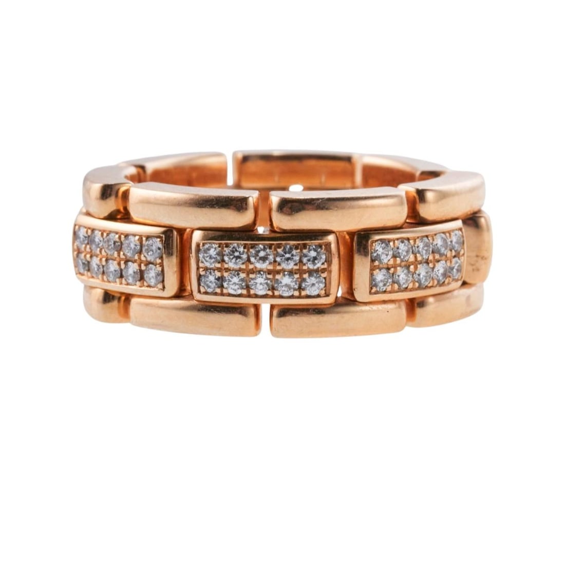 Furrer Jacot Sculptures 18k Yellow Gold Wedding Link Band Ring: Metal : 18k Gold Designer : Furrer Jacot Gemstone : Diamonds 0.70ctw G/VS Measurements : Ring size 6 1/4, band is 8.2mm Marked: : Maker's mark 750 Swiss 70TW VS0.70 Weight: