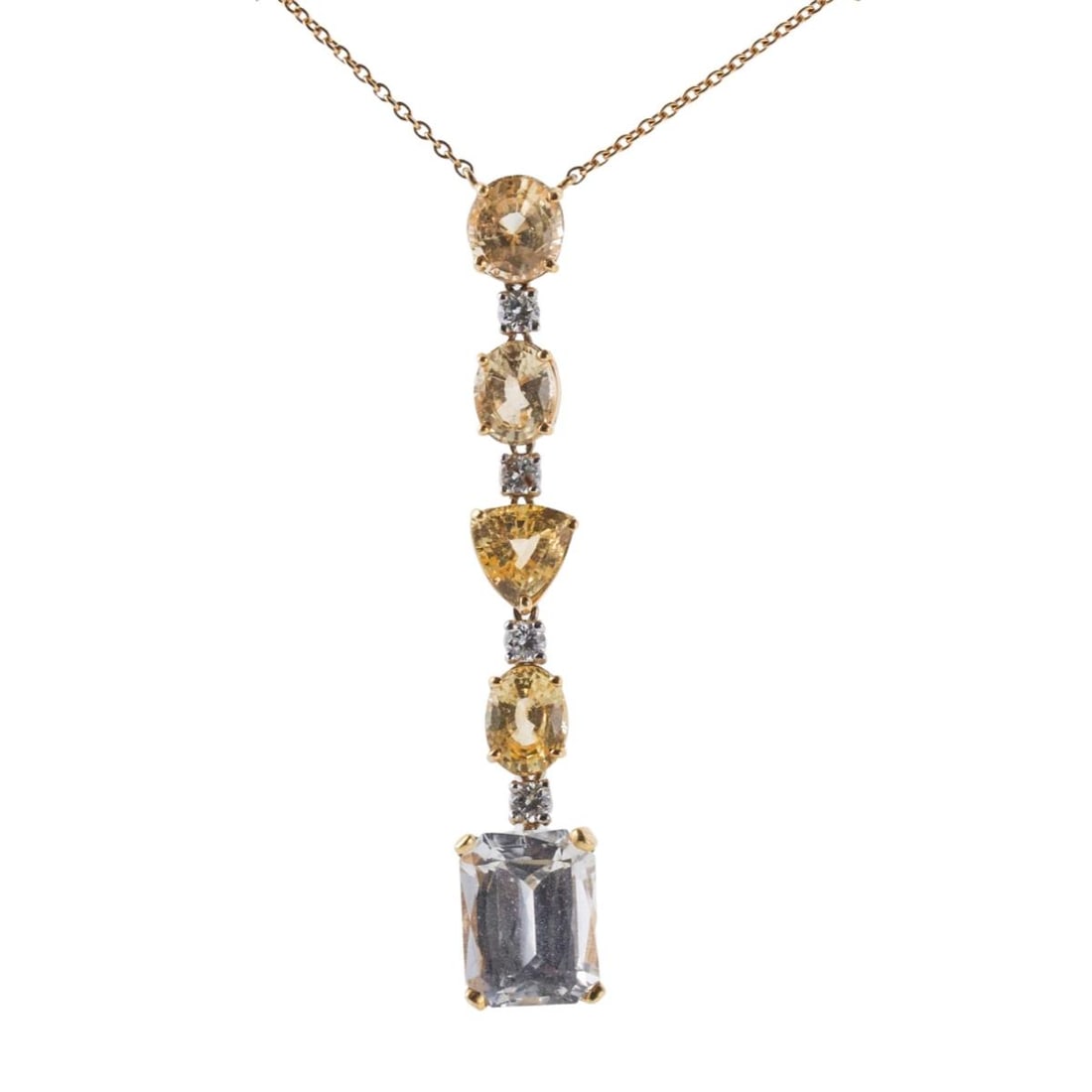 Tanagro Yellow White Sapphire Diamond Gold Pendant Necklace (1 of 4)