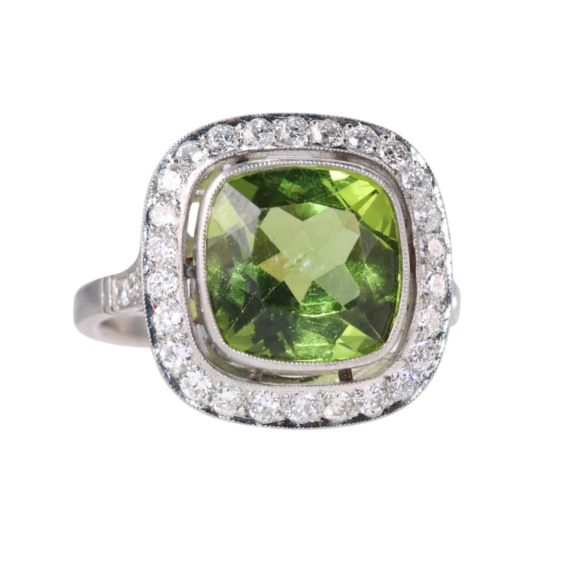 Platinum 3.72ct Peridot Diamond Ring (1 of 5)
