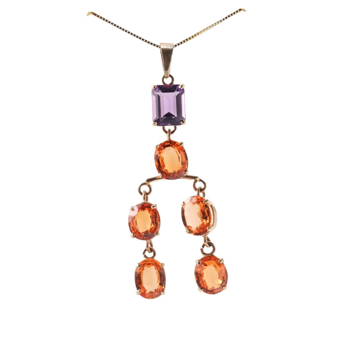 14k Gold Spessartite Garnet Amethyst Pendant Necklace (1 of 4)