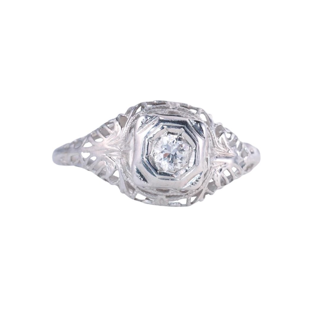 Art Deco 14k Gold Diamond Engagement Ring (1 of 4)