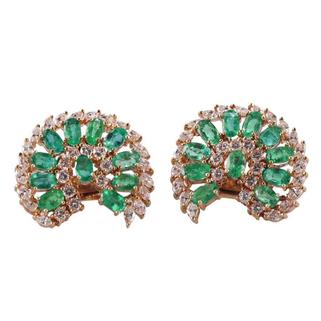 18k Gold Diamond Emerald Cocktail Earrings (1 of 3)