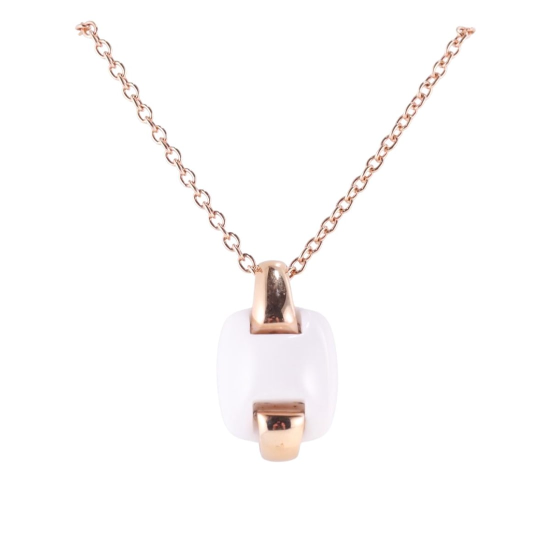 Ferragamo 18k Rose Gold White Agate Pendant Necklace (1 of 4)