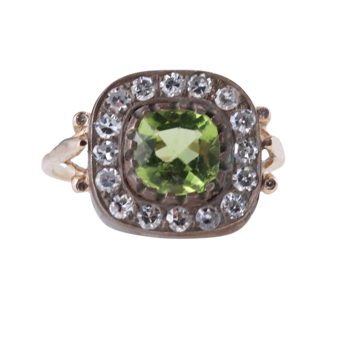 14k Gold Silver Peridot Diamond Ring (1 of 4)