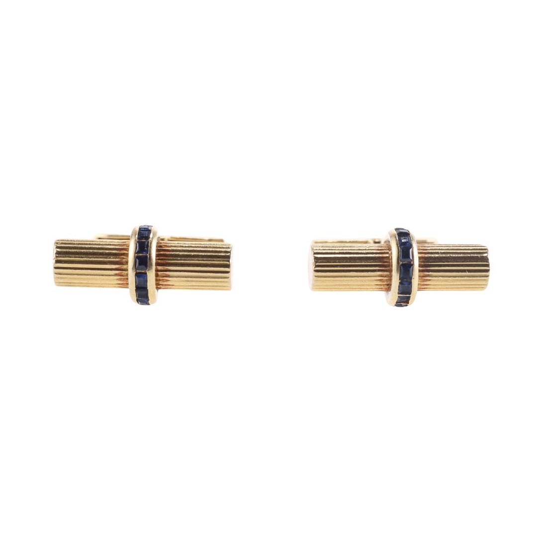 Continental 18k Gold Sapphire Bar Cufflinks (1 of 4)