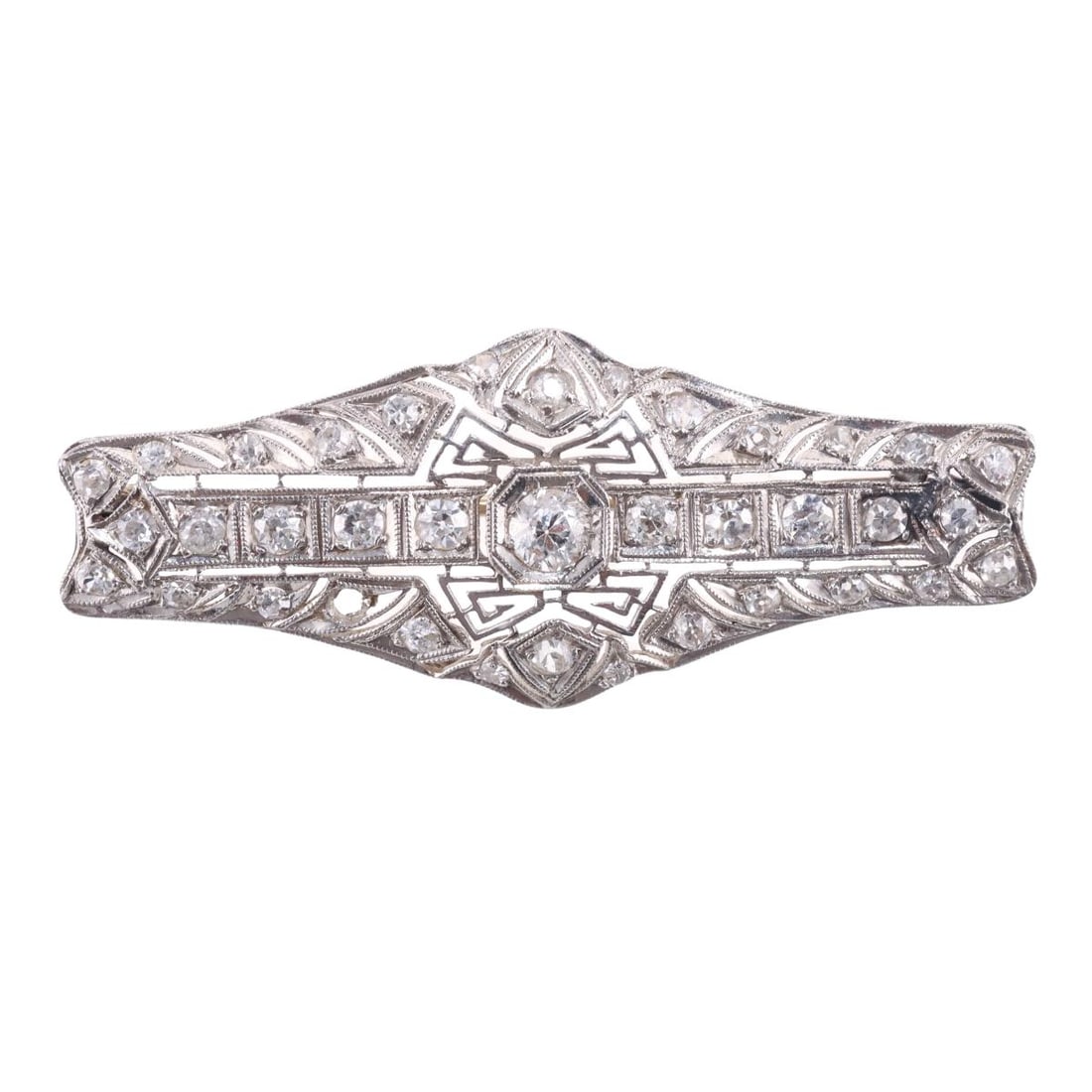 Art Deco 14k Gold Diamond Brooch Pin (1 of 4)