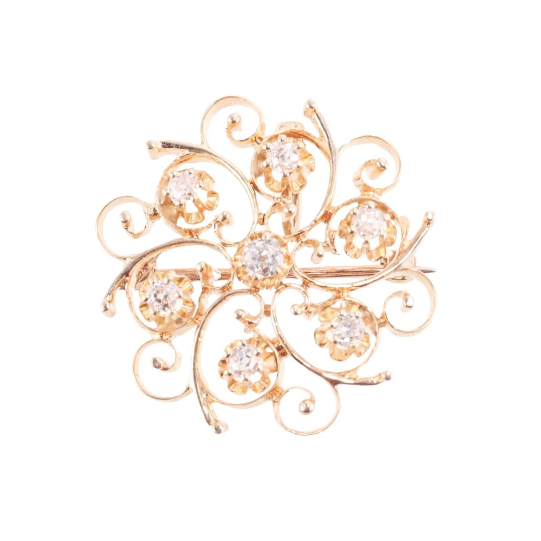 Antique 14k Gold Diamond Pendant Brooch (1 of 4)