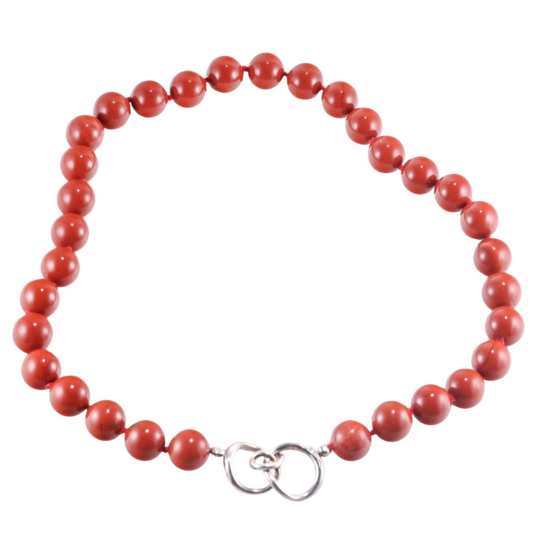 Sterling Silver Red Jasper Bead Necklace (1 of 4)