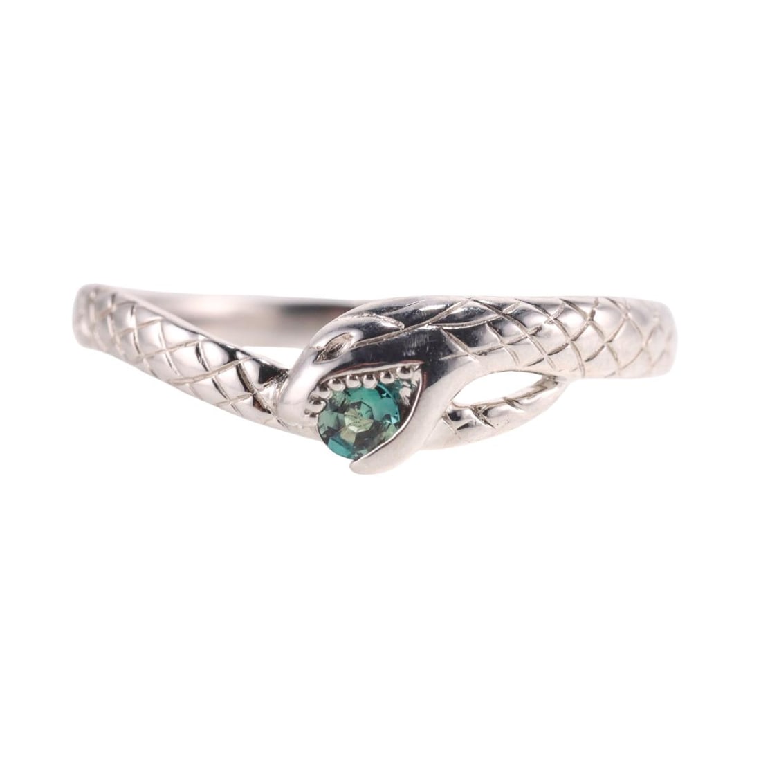 Platinum Fancy Teal Blue Diamond Snake Ring (1 of 6)