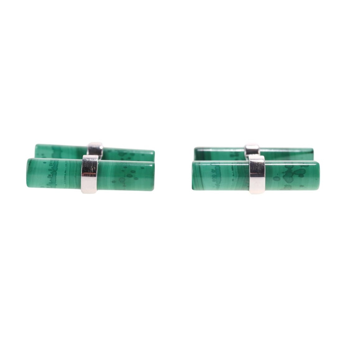 Cartier 18k Gold Malachite Bar Cufflinks (1 of 4)