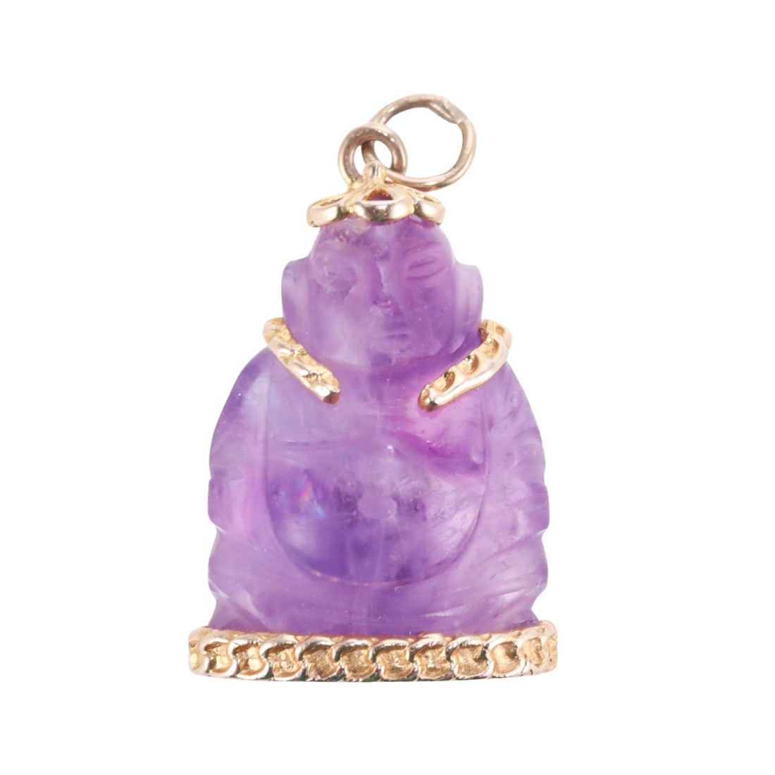 14k Gold Carved Amethyst Buddha Pendant (1 of 3)