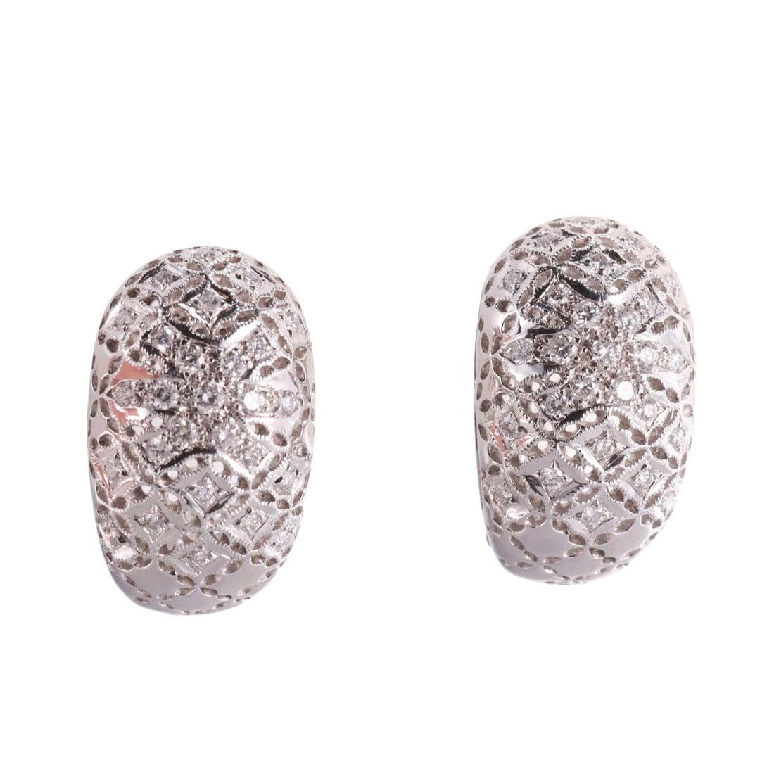 18k Gold Diamond Half Hoop Earrings (1 of 4)