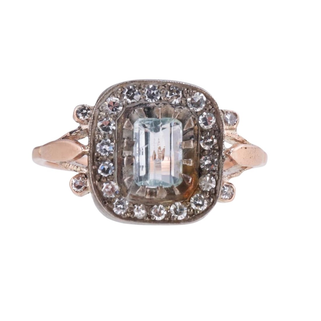14k Gold Silver Aquamarine Diamond Ring (1 of 4)