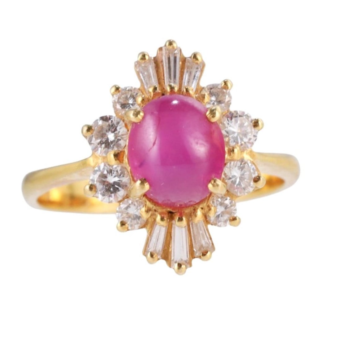 18k Gold 2.12ct Ruby Cabochon Diamond Ring (1 of 4)