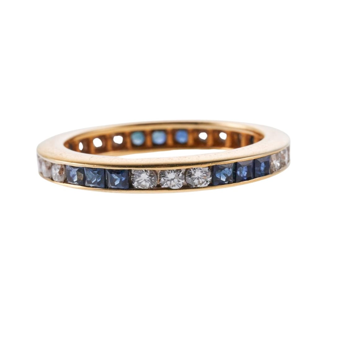 18k Gold Diamond Sapphire Eternity Wedding Band Ring (1 of 3)