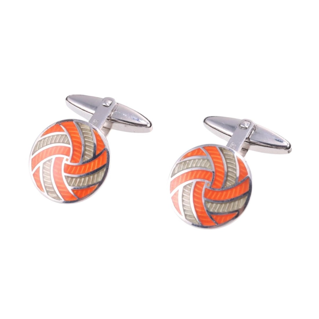 Jan Leslie Pinwheel Sterling Silver Enamel Cufflinks: Metal : Sterling Silver Designer : Jan Leslie Gemstone : n/a Measurements : Cufflink top is 16mm in diameter Marked: : 925, Maker's Signature Weight: 11 grams Additio