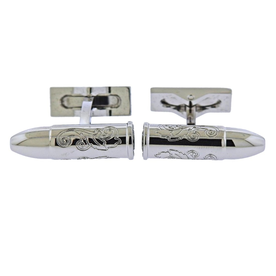 S.T. Dupont Wild West Palladium Bullet Limited Edition Cufflinks: Metal : Palladium Finish Designer : S.T. Dupont Measurements : Cufflink is 25mm x 8mm. Condition : Mint/unworn. Additional : Come in original box.