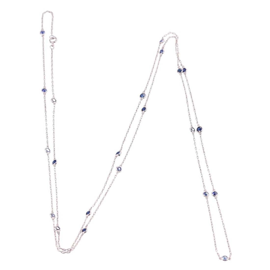 Art Deco Platinum Sapphire Long Station Necklace (1 of 3)