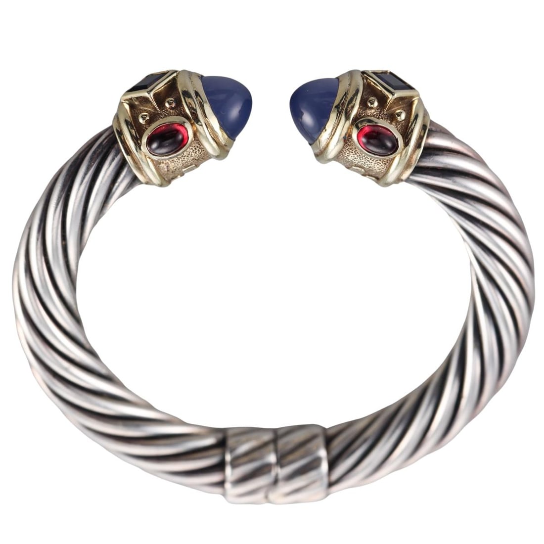 David Yurman Silver 14k Gold Chalcedony Tourmaline Iolite Bracelet (1 of 5)