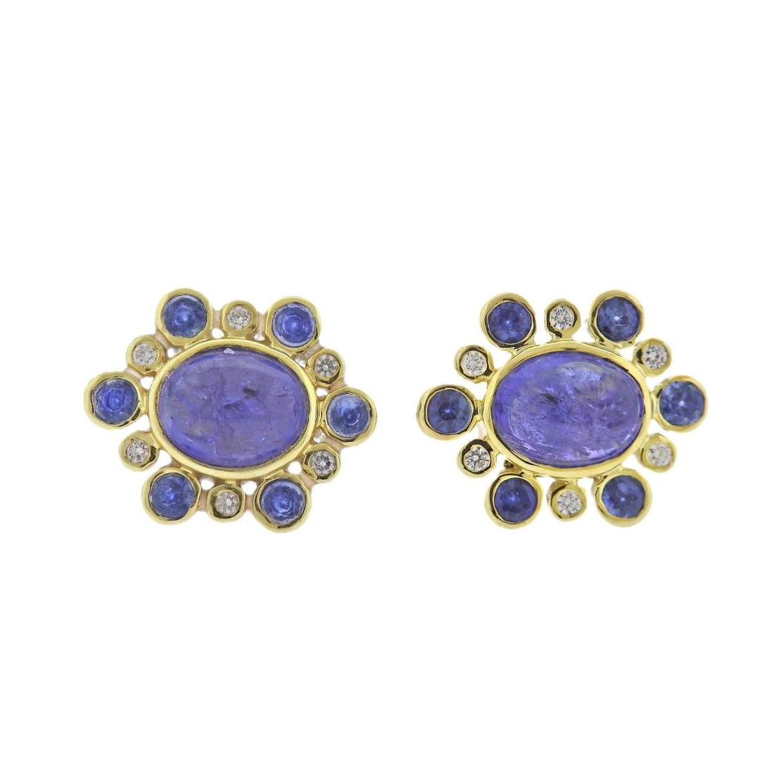 Maz Sapphire Tanzanite Diamond Gold Earrings (1 of 4)
