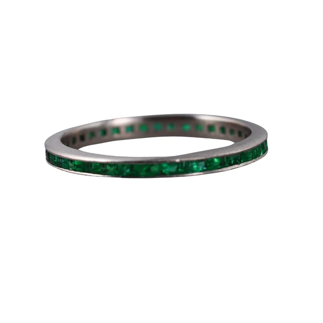 Platinum Emerald Eternity Wedding Band Ring (1 of 4)