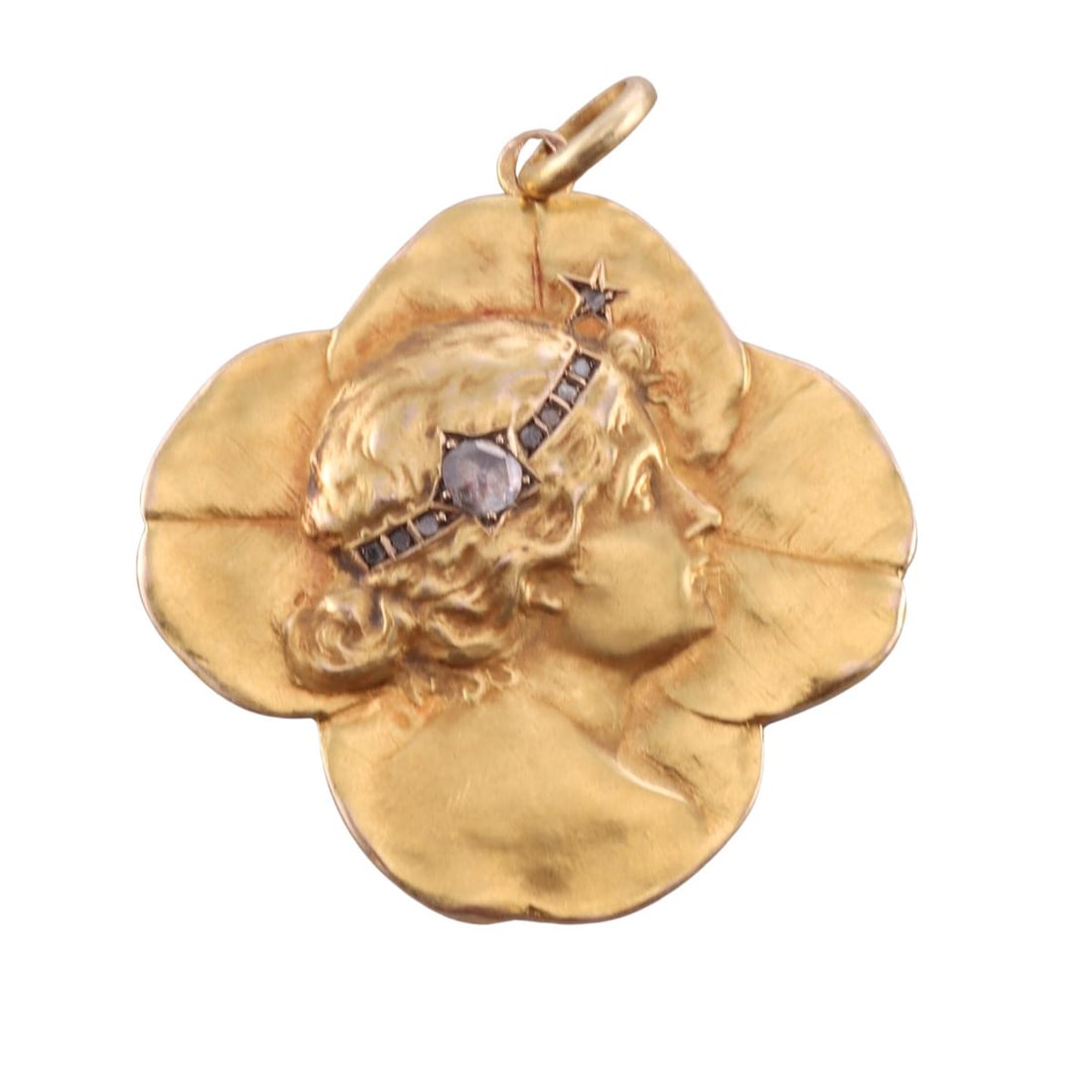 Art Nouveau Antique 18k Gold Diamond Pendant (1 of 4)