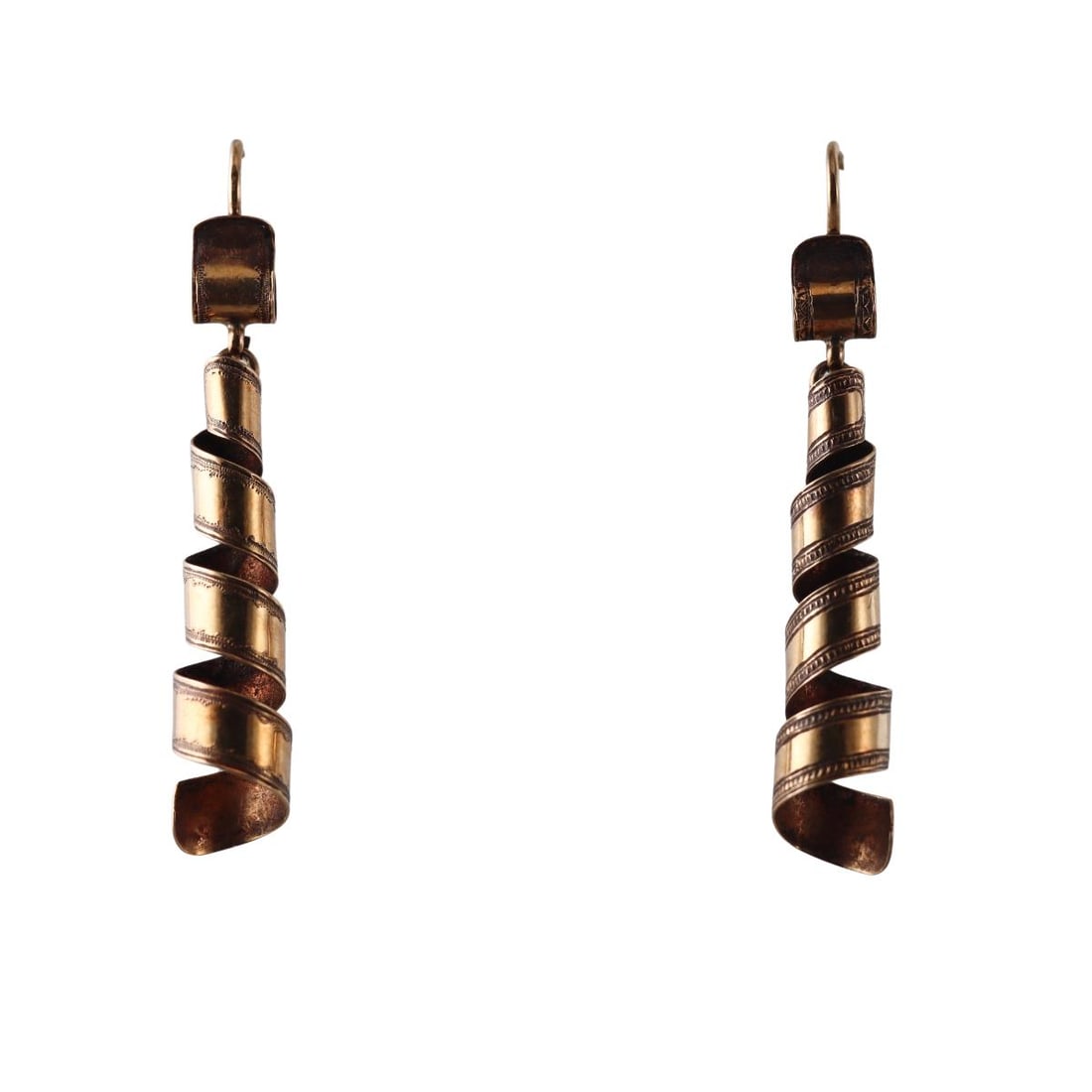 Antique Victorian 14k Gold Swirl Drop Earrings (1 of 4)