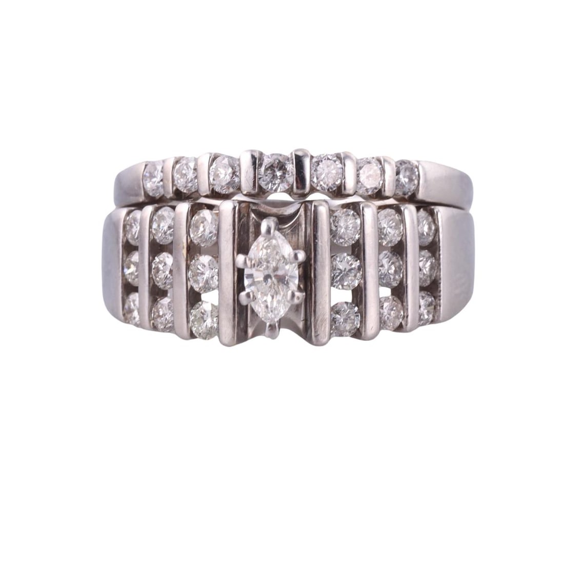 14k Gold Diamond Engagement Ring Wedding Band Set (1 of 4)