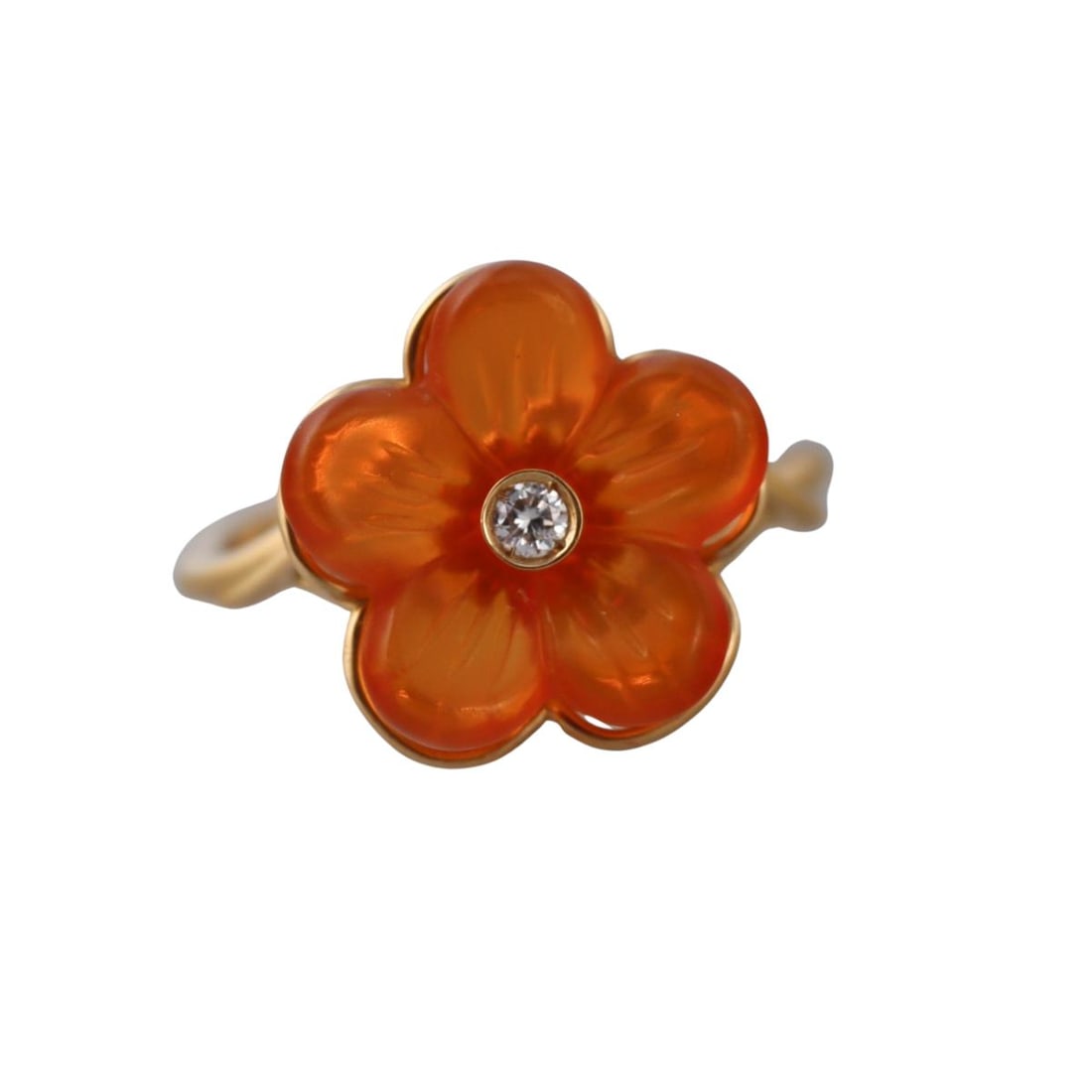 Ferragamo 18k Gold Diamond Citrine Flower Ring (1 of 4)