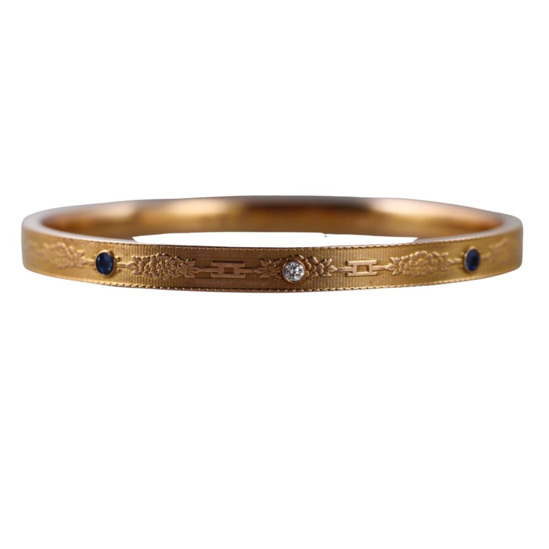 Krementz Antique 14k Gold Sapphire Diamond Bangle Bracelet (1 of 4)