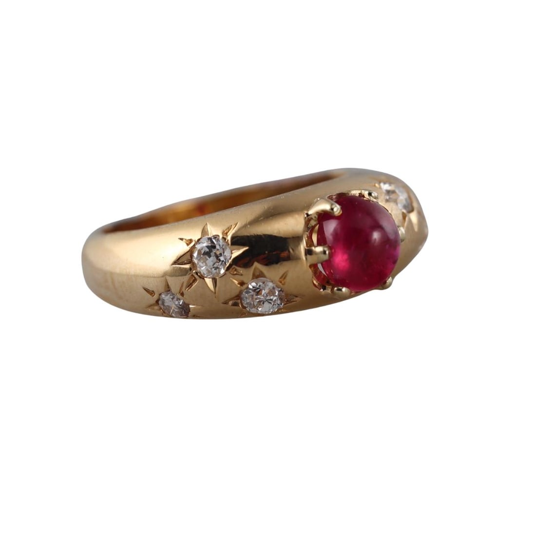 French 18k Gold Diamond Ruby Ring (1 of 4)