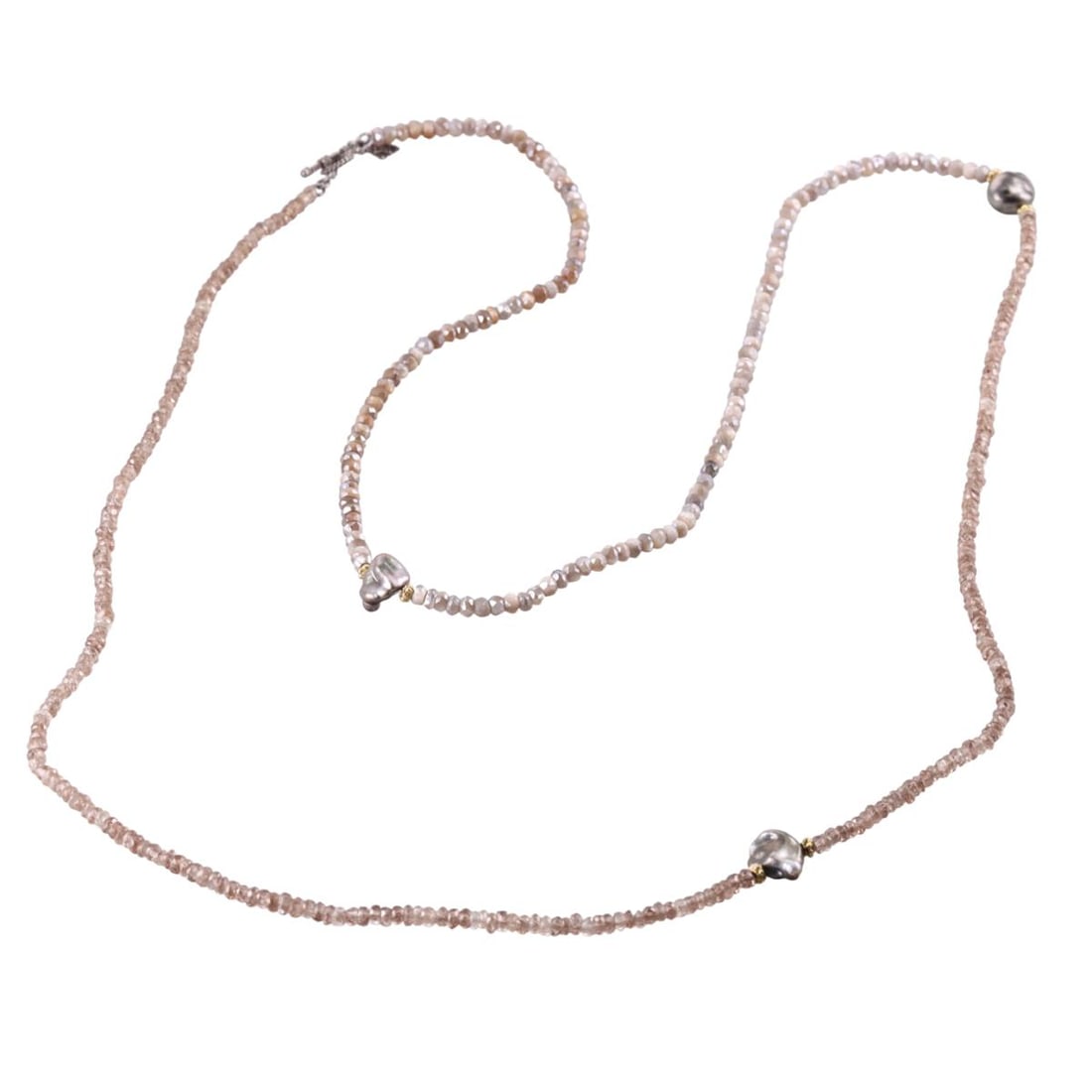 Armenta Old World 18k Gold Silver Keshi Pearl Zircon Bead Necklace (1 of 3)