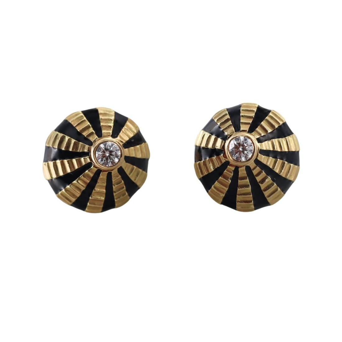 Tiffany & Co Schlumberger Taj Mahal 18k Gold Diamond Enamel Earrings: Metal : 18k Gold Designer : Jean Schlumberger for Tiffany & Co Gemstone : Diamonds approx. 0.10ctw. Measurements : Earrings are 10 x 10.5mm. Missing backs. Marked: : Tiffany & Co, Schlum