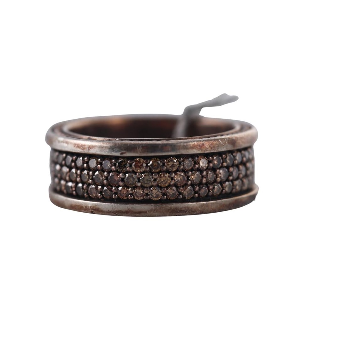David Yurman Silver Fancy Chocolate Diamond Band Ring (1 of 3)