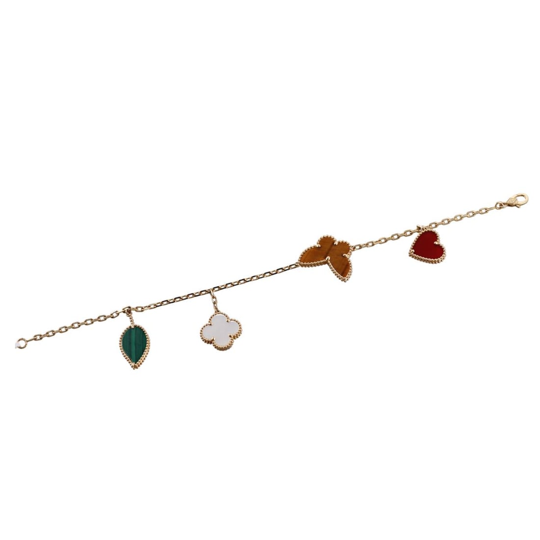 Van Cleef & Arpels Lucky Alhambra Malachite Tiger's Eye Carnelian Charm Bracelet (1 of 7)