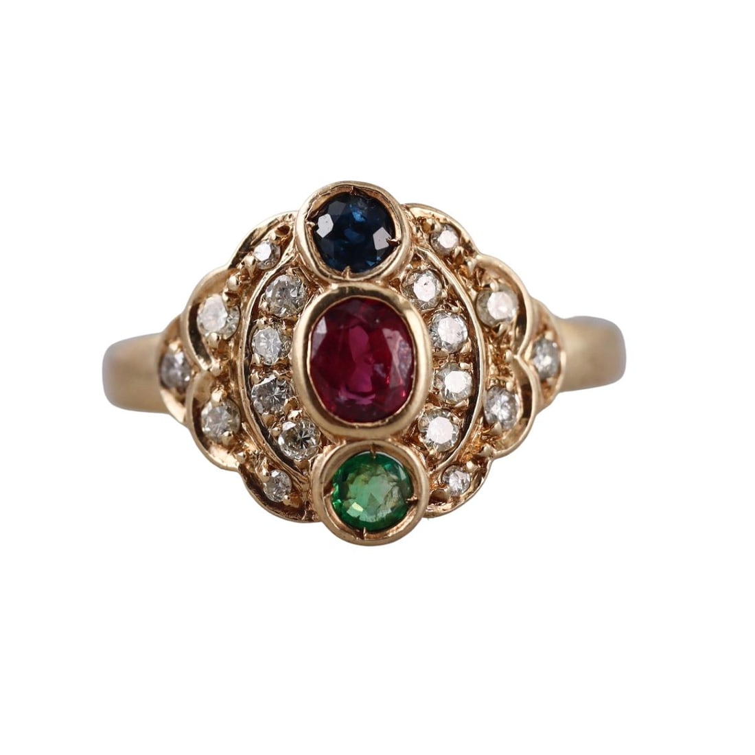 14k Gold Diamond Ruby Emerald Sapphire Ring (1 of 4)