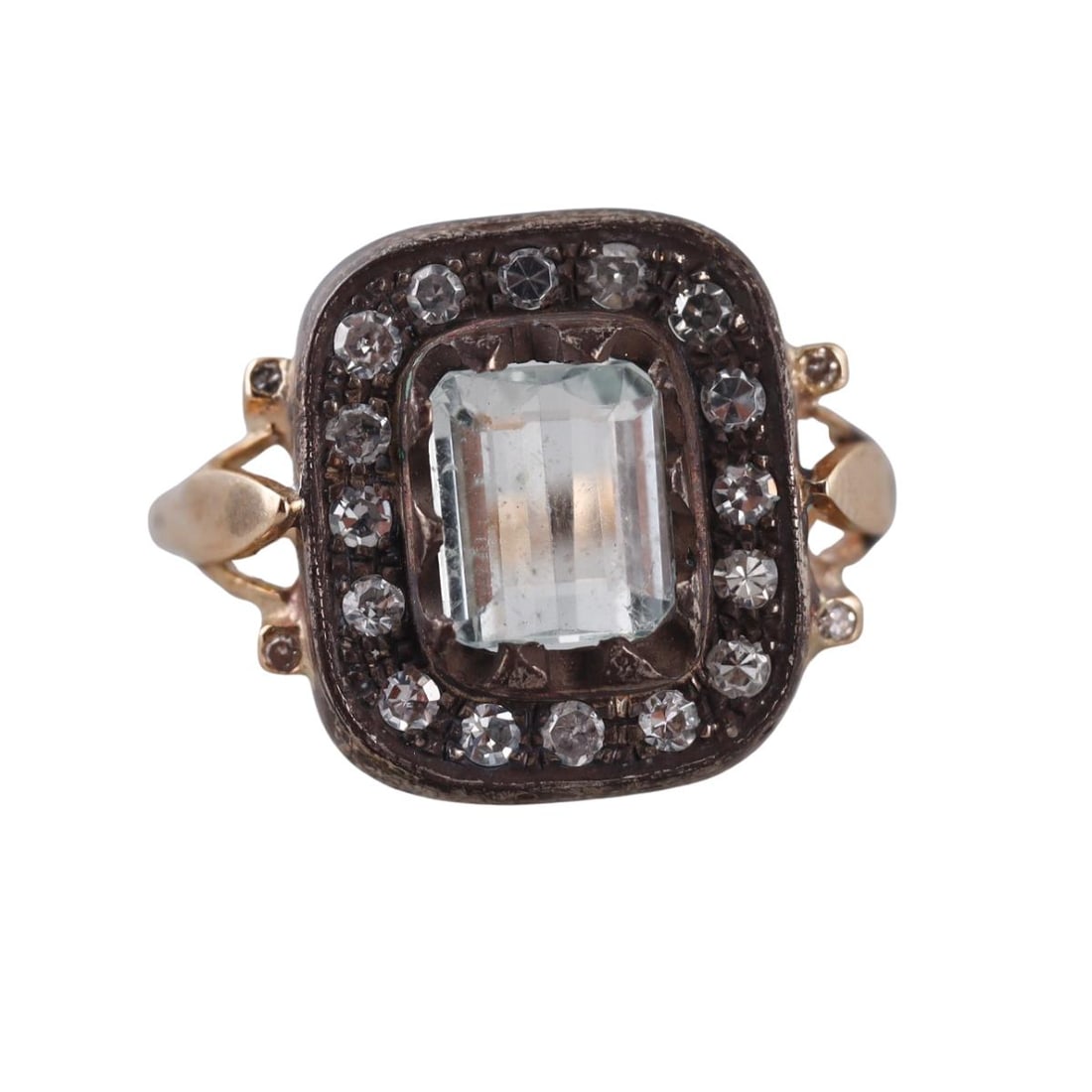 14k Gold Silver Crystal Diamond Ring (1 of 4)