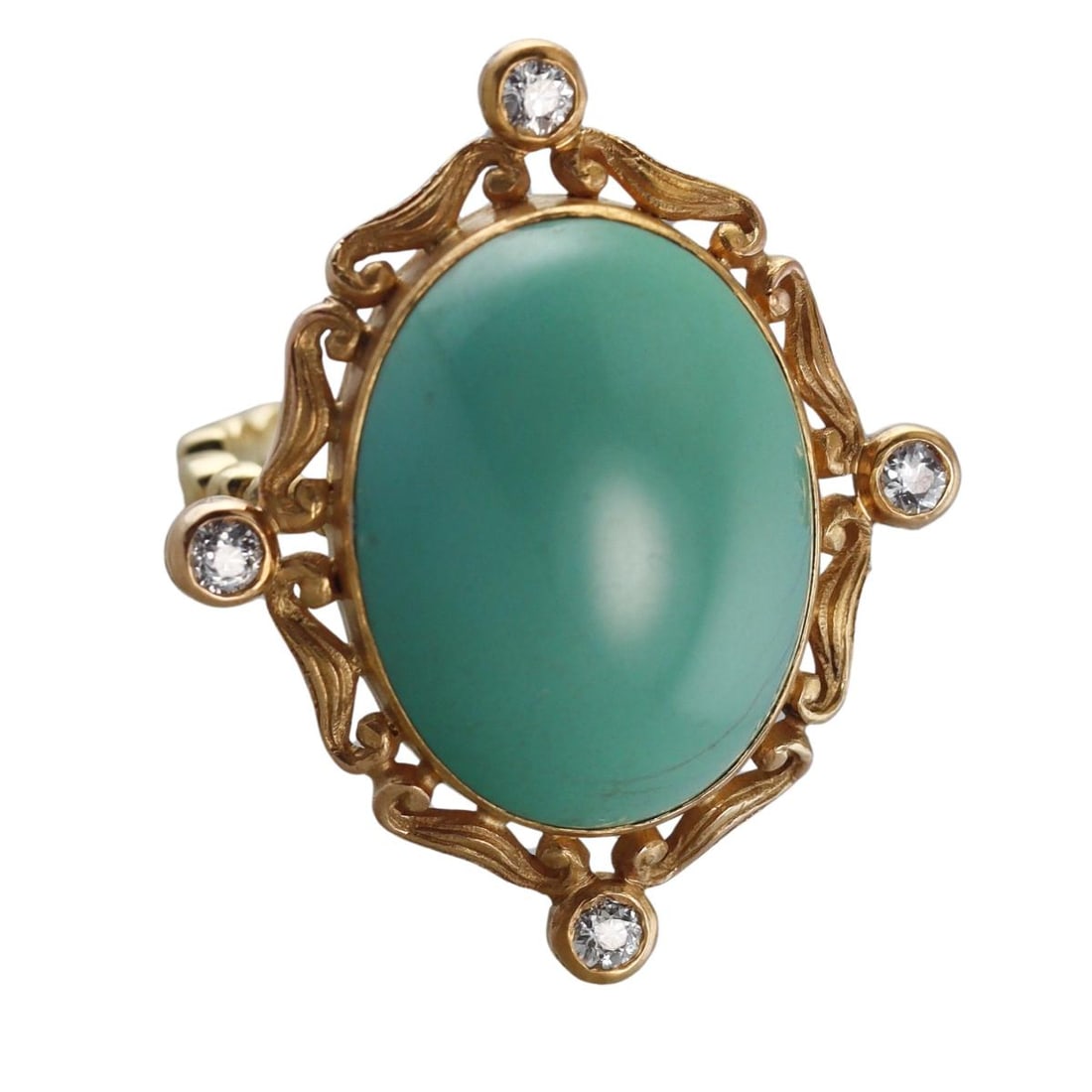 18k Gold Turquoise Diamond Ring (1 of 3)