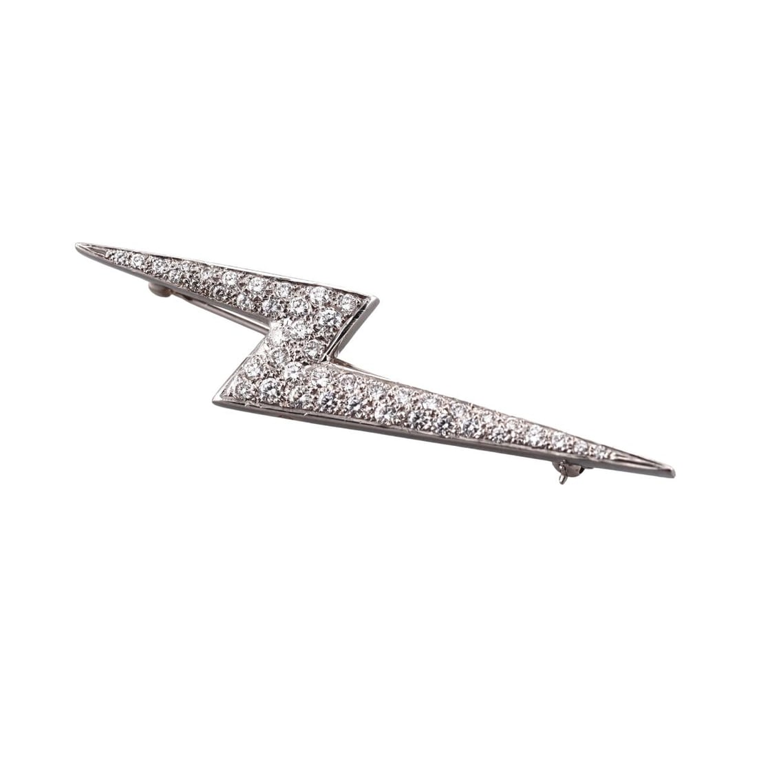 Marlene Stowe 18k Gold Diamond Zig Zag Brooch Pin: Metal : 18k Gold Designer : Marlene Stowe Gemstone : Diamonds approx. 1.10ctw. Measurements : Brooch is 60mm x 15mm. Marked: : M. Stowe, 18k. Weight: : 12.8 grams Ad