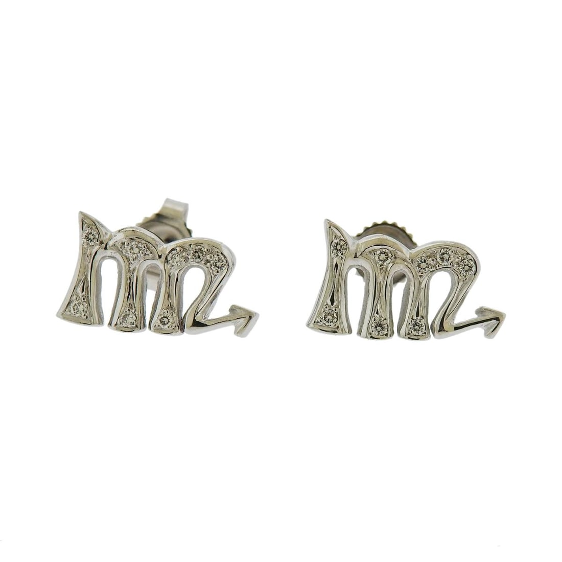 Gubelin Gold Diamond Scorpio Zodiac Sign Stud Earrings