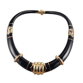 La Nouvelle Bague Kabuki 18k Gold Enamel Necklace