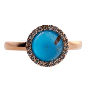 Roberto Coin Rutilated Quartz Turquoise Diamond Gold Ring