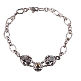 Kieselstein Cord 14k Gold Silver Frog Flower Necklace