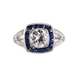 Platinum 1.26ct Diamond Sapphire Engagement Ring