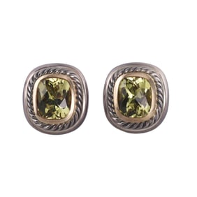 David Yurman Albion 14k Gold Silver Peridot Earrings